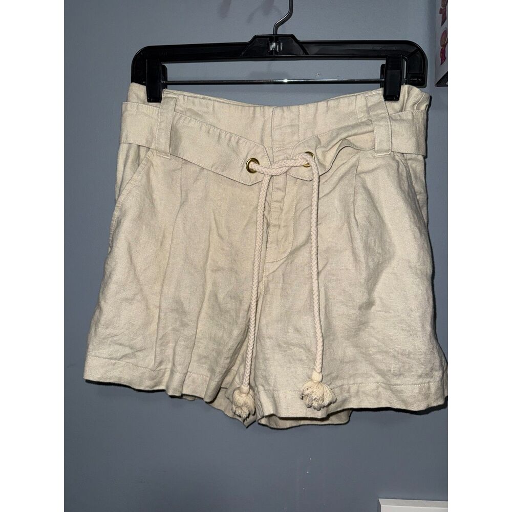 Spartina 449 Perrie 100% Linen Shorts In Flax | Size 8 | Beachy Drawcord Pleated